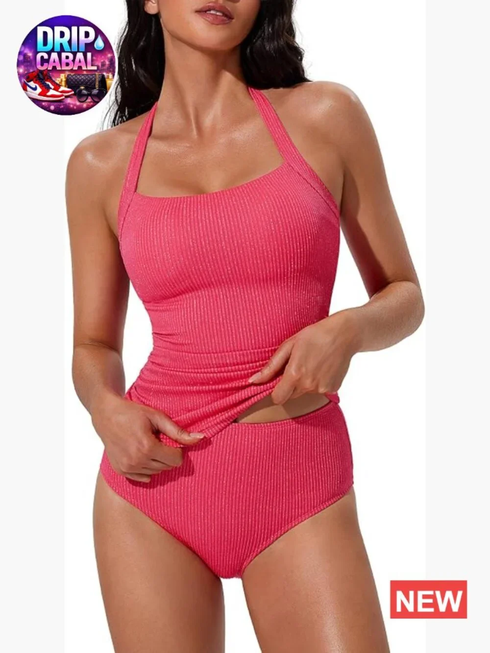 Women Tankini Swimsuit Tummy Control Two Piece Halter Bathing Suits